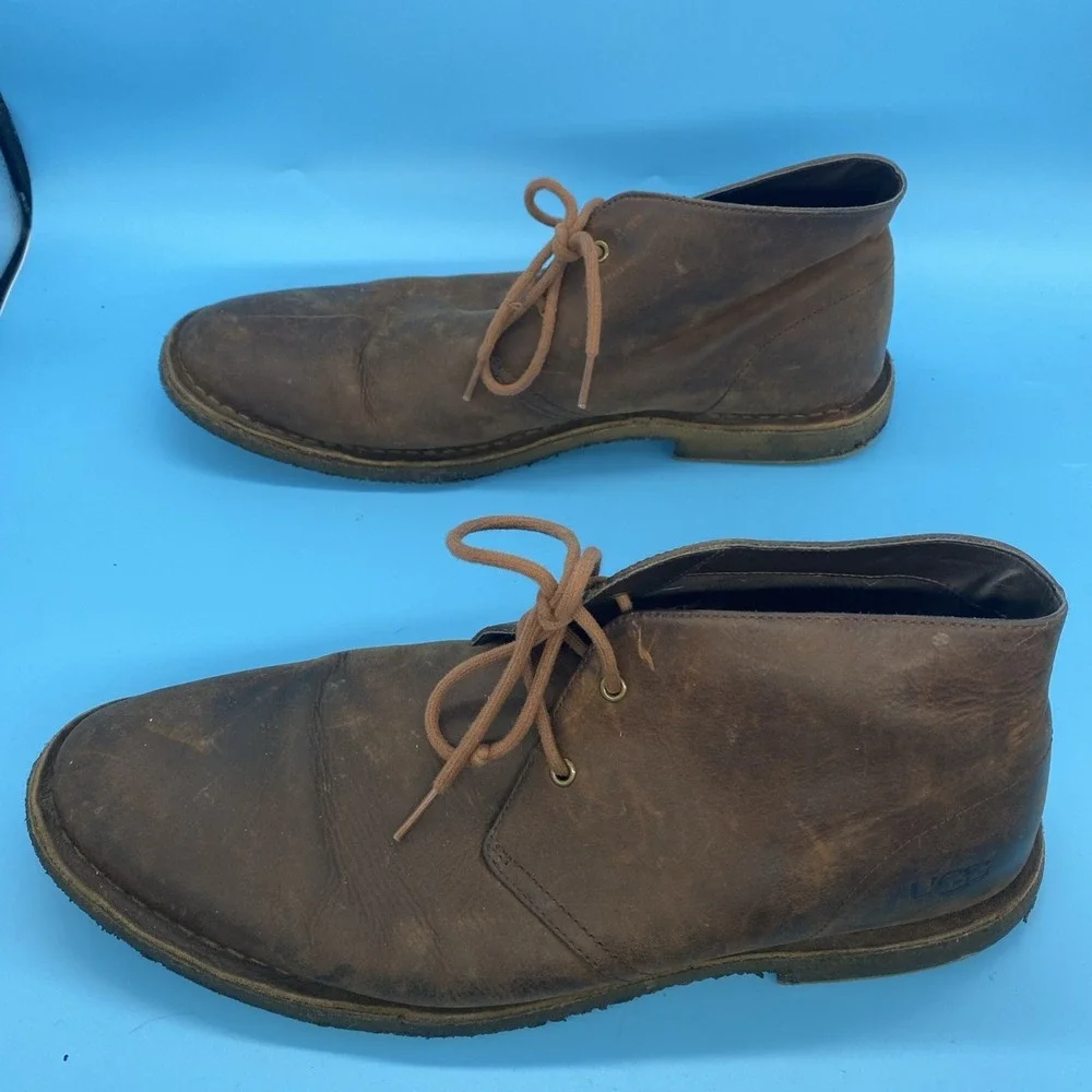 UGG Men's Brown ENERG Boots Lace Up Oiled Leather Size 12